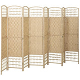 HOMCOM 8 Panel Room Divider, Folding Privacy Screen, 5.6' Room Separator, Wave Fiber Freestanding Partition Wall Divider, Natural HOMCOM