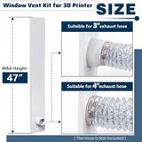 Pearwow Window Vent Kit for 3" and 4" Vent Hose,Adjustable Window Vent Panels with Louvered Vent Cover,Switchable Hood for 3"/4" Exhaust Ventilation of Dryer,Laser Engraver & 3D Printer Enclosure Pearwow