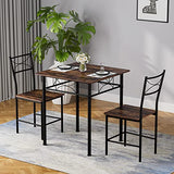 JOIN IRON 3-Piece Kitchen Dining Room Table Set for Small Spaces，Iron Wood Square Table with 2 Chairs for Kitchen Dining Room Furniture JOIN IRON