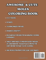 Awesome Cute Baby Moles Coloring Book for Kids Age 6-10: Cute Babies, Grown-Up Moles and Many More WoodArtSupply