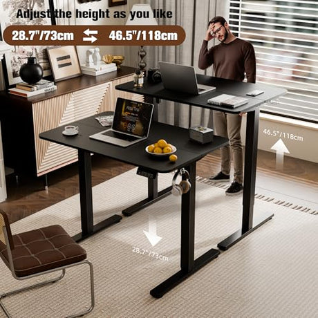 ERGOMAKER 35" Electric Standing Desk, Height Adjustable, Sit Stand Up Desk for Home Office & Computer Workstations, Memory Controller, Black ERGOMAKER