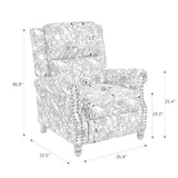 Pushback Recliner Chair, Comfy Fabric Wingback Recliner Chair, Upholstered Armchair Push Back Recliner with Wood Legs, Rivet Trim Single Sofa Accent Chair for Living Room, Bedroom, Rococo Green