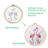 Konrisa Flamingo Embroidery Kit for Beginners with Pattern Floral Stamped Full Range of Embroidery Starter Kit for Adults Cross Stitch Kit with Embroidery Cloth, Hoops, Color Thread and Tools,Set of 2