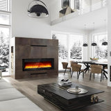 Zstar 60" Electric Fireplace Recessed and Wall Mounted with Remote Control, 750-1500W Fireplace Heater with Timer, Thermostat, Low Noise, Adjustable Flame Color, Speed & Brightness, Log & Crystals Zstar