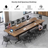 Folding Conference Room Tables,55" Flip Top Seminar Conference Tables,Foldable Meeting Table with Silent Wheels,Office Rolling Modular Meeting Room Table Mobile Training Tables (Walnut, 4 pack) Vlemkk