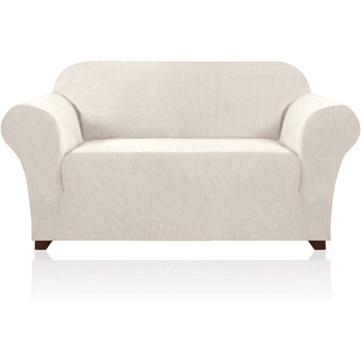 PrinceDeco Stretch Loveseat Sofa Cover Slipcover Couch Cover for 2 Cushion Sofa Washable Sofa Cover for Pets Friendly Furniture Protector Covers with Non Slip Bottom(Loveseat, Ivory) PrinceDeco