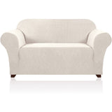 PrinceDeco Stretch Loveseat Sofa Cover Slipcover Couch Cover for 2 Cushion Sofa Washable Sofa Cover for Pets Friendly Furniture Protector Covers with Non Slip Bottom(Loveseat, Ivory) PrinceDeco