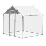 VEVOR Metal Chicken Coop, 6.56x6.56x6.56ft Walk in Chicken Runs for Yards with Cover, Spire Roof Hen House Enclosure with Security Lock, Outdoor Duck Rabbit Poultry Cage Pen for Backyard, Farm, Yard VEVOR