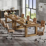 Tribesigns Conference Table, Modern Meeting Table, 5 ft Wood Conference Room Table, Large Rectangular Business Furniture Seminar for Boardroom (1, Brown) Tribesigns