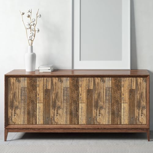 Decoroom Wood Wallpaper 17.71''×118'' Shiplap Peel and Stick Wallpaper Rustic Wood Grain Contact Paper Removable Self Adhesive Distressed Vinyl Film Roll for Table Cabinets Shelf Liner Decorative Decoroom