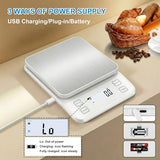 22lb Rechargeable Stainless Steel Scale, Diyife Large Kitchen Food Scale with 0.1g/0.001oz High Precision, LCD Display, 10 Unit, Waterproof IPX67, Washable, Hangable, for Baking, Cooking, White