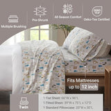 True North by Sleep Philosophy Cozy Flannel Warm 100% Cotton Sheet - Novelty Print Animals Stars Cute Ultra Soft Cold Weather Bedding Set, Twin, Multi Forest Animals 3 Piece Sleep Philosophy