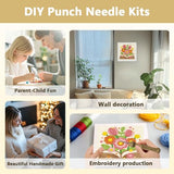 DOODLREAM Bouquet on Book DIY Punch Needle Embroidery Kit for Adult Beginner, 9.4" Flowers and Book Punch Stitching Craft Set for Starter with Frame, Fabric Pattern, Threader, Yarn, Punch Needle