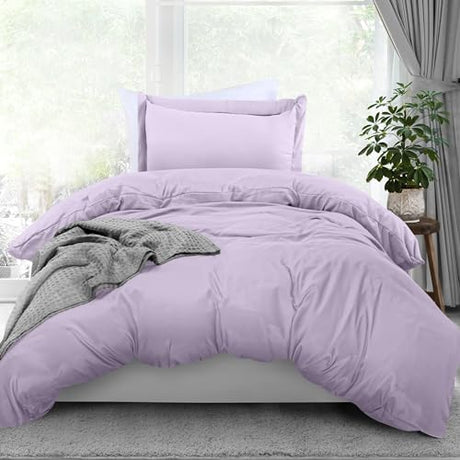 Utopia Bedding Duvet Cover Twin Size - 2 Piece with Zipper Closure - 1 Comforter Cover 68X90 Inches & 1 Pillow Sham 20X26 Inches (Lavender) Comforter Not Included Utopia Bedding
