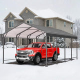 12' x 20' Carport, Heavy Duty Carport with Updated Roof & Enhanced Base, All Weather Steel Car Port, Multi-Use Car Port Garage, Metal Carports for Car, Truck, Boat, Tractors, Party, Grey FansaFurn
