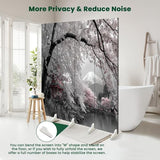 Large 4 Panels Folding Screen Room Divider Japanese Pink Cherry Blossom Mount Pictures Blossoms Pagoda Calm Boho Divider for Room Separation Portable Privacy Partition Screen Indoor VETEB
