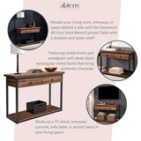 Claremont 43-Inch Solid Wood Console Table with Drawers and Lower Shelf – Rustic Industrial Entryway, Sofa, or TV Table with Acacia Wood Top and Black Metal Frame by Alaterre Furniture (Dark Brown) Alaterre Furniture