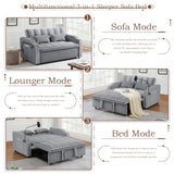 Pull Out Sofa Bed with Phone Holder, Convertible Velvet Loveseat Sleeper with 2 USB Charging Ports, Modern Futon Couch with Cup Holders and Adjustable Backrest, Love Seat for Living Room, Light Grey
