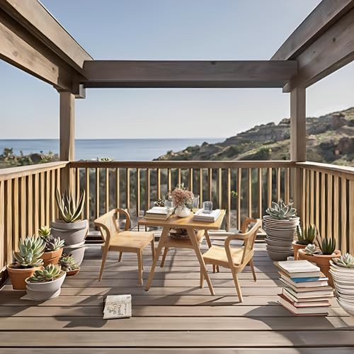 3-Piece Modern Dining Set with Stackable Dining Chairs, Solid Wood Square Table and Chair Breakfast Table Set for 2 Person, Space Saving Dinette for Dining Room, Kitchen, Living Room, Patio-Nature MIAUWUUFHOME
