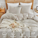 WARMDERN Waffle Weave Duvet Cover King Size, Khaki Textured Duvet Cover Set, Soft and Breathable Comforter Cover, 3 Pieces Microfiber Bedding Set for All Season(Khaki,King) WARMDERN
