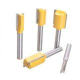 Bestgle Set of 5 Piece Straight Dado Router Bit Set ,Double Flute Straight Bit Carbide Wood Milling Cutter Woodworking Tools, Cutting Diameter 1/4",3/8",1/2",5/8",3/4"(Yellow, 1/4-Inch Shank ) Bestgle