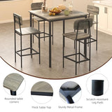 TJYGO Dining Table Set for 4, 5 Piece Kitchen Table with Chairs, Sturdy Industrial Space Saving Dinette Set for Pub, Family Dinners, Apartment, Gray TJYGO