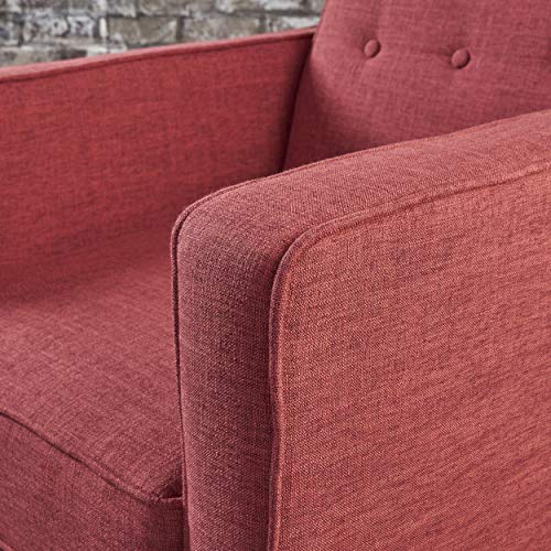 Christopher Knight Home GDFStudio Mervynn Mid-Century Modern Fabric Recliners, 2-Pcs Set, Red / Dark Espresso