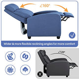 Yaheetech Fabric Recliner Chair Set of 2, Upholstered Reclining Sofa Chair with Pocket Springs for Living Room, Home Theater Seating with Thicker Seat Cushion, Light Blue