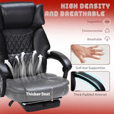 Massage Office Chair with Foot Rest 6 Points Vibration and Heat Home Office Desk Chairs for Heavy People 400lbs Reclining Managerial Chairs Ergonomic Executive Chair (Black) HESL