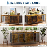 Garvee XL Dog Crate Furniture for 2 Dogs, Heavy Duty Double Dog Crates for Medium/Large Dogs, Dog Kennel Furniture Indoor As TV Stand, Extra Large 78.74" w, Rustic Brown Garvee
