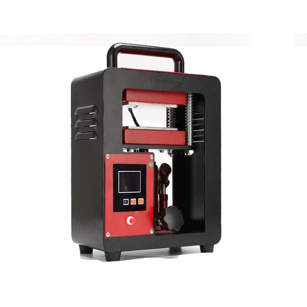 D9A91 5 Ton Portable Hydraulic Heat Press Machine 2.3 x 4.7 Inch Dual Heating Plate, red/black D9A91