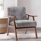 Furnimart Grey Accent Chair, Mid Century Modern Living Room Chair with Wood Frame, Comfy Armchair Wingback Chair for Office Study Vanity Bedroom Waiting Room Furnimart