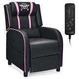 Giantex Gaming Recliner Chair, Adjustable Massage Gaming Chairs for Adults, Ergonomic Comfortable Lounge Leather Sofa w/Footrest, Remote Control & Side Pocket, Racing Style Single Sofa Recliners, Pink Giantex