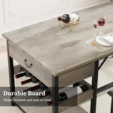 GarveeHome Dining Table Set for 4, Kitchen Dining Table Set with Upholstered Benches, Kitchen Dining Room Table with Storage Drawers & Wine Rack for Small Space-Grey GarveeHome