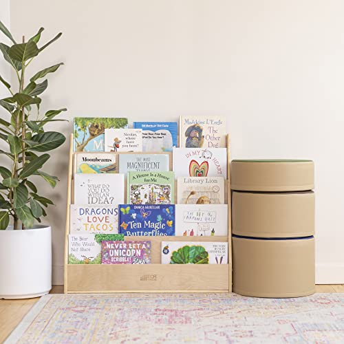 ECR4Kids Streamline Single-Sided Book Display with Storage, Classroom Bookshelf, Natural ECR4Kids