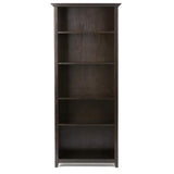 SIMPLIHOME Amherst SOLID WOOD 30 Inch Transitional 5 Shelf Bookcase in Hickory Brown, For the Living Room, Study Room and Office SIMPLIHOME