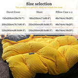 GZYZPDF Queen Duvet Cover Set,Single Quilt Cover Corduroy Soft Comforter Cover Full Size Duvet Covers Bedding Sets Crystal Velvet 4 Pieces-Yellow Queen:220x240cm(86.6x94.5) GZYZPDF