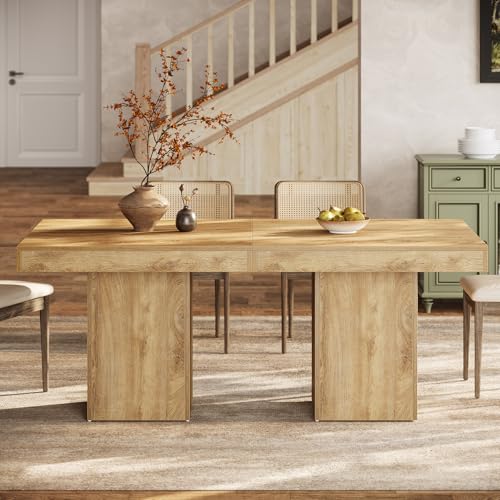 Tribesigns 39-Inch Square Dining Table for 4, Farmhouse Small Kitchen Dinner Eating Table with Sturdy Pedestal Base, Wooden Dining Room Furniture for Dining Room, Kitchen, Apartments, Natural Tribesigns