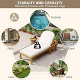 KLMM Outdoor Chaise Lounge Set of 2,Acacia Wood Patio Recliner with Arched Backrest, 5-Position Adjustable Backrest,for Poolside, Backyard, Deck & Lawn (Light Teak-lc)