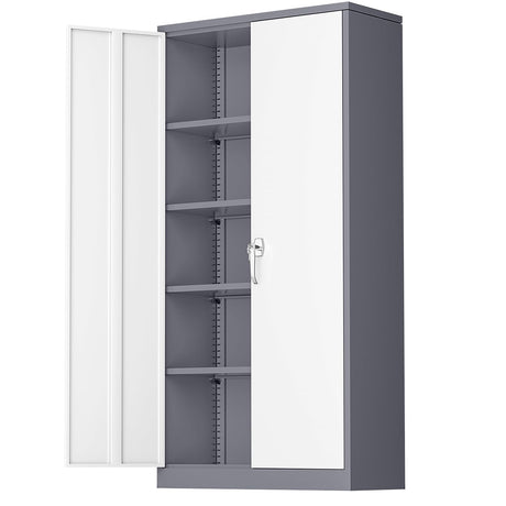 Greenvelly Metal Storage Cabinet with 2 Doors and 4 Adjustable Shelves,72" Locking Metal Garage Cabinet, Steel Tool Cabinets, Lockable Filling Cabinet for Home, Office, Garage, School(36" W x 18" D) Greenvelly