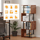 S-Shaped 5-Tier Furologee Bookshelf - Modern Rustic Brown Display Rack for Home & Office Furologee