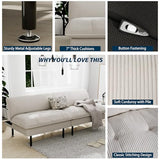 Ribilake 70" Futon Sofa Bed, 4 in 1 Multi-Function Couch Sleeper with Adjustable Backrest, Modern Convertible Futon, Recliner Small Loveseat for Living Room, Dorm, Beige Ribilake