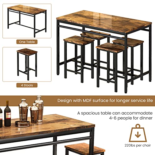 Recaceik 5-Piece Modern Wood Dining Table Set for Small Spaces - Perfect for Kitchen, Breakfast Nook, and Living Room Recaceik