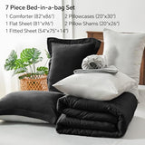 BEDELITE Full Size Comforter Sets 7 Pieces Bed in A Bag - Soft Microfiber Reversible Black Bed Set with Comforters, Sheets, Pillowcases & Shams, Cozy Luxury Bedding Sets for All Season BEDELITE