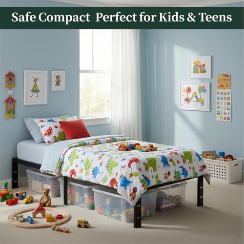 Twin Size Bed Frame, 14 Inch Metal Platform Bed Frames with Heavy Duty Steel Slat Support, No Box Spring Needed, Easy Assembly, Under Bed Storage SageNest