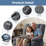 DUMOS Power Lift Recliner Chair with Vibration Massage and Heat for Elderly, Ergonomic Overstuffed Breathable Fabric Reclining Chair with 3 Pockets, Remote Control, Living Room, Bedroom, Grey DUMOS