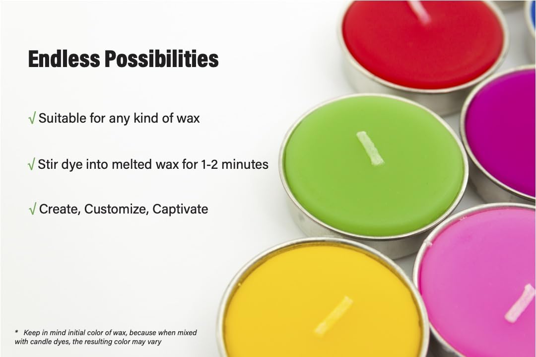 Beesworks Wax Candle Dyes - 16 Colors Wax Dyes for DIY Candle Making, Soap Making (0.15 oz per Color) BEESWORKS