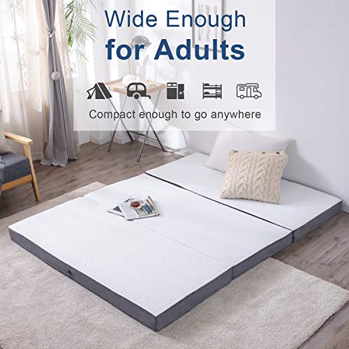 Folding Mattress Queen - Tri Fold Futon Mattress Portable Floor Mattress with Soft Breathable Cover for Guests Temporary Use Foldable Camping Sofa Bed for Back Pain Relief, 60"x80"x4" Sedefen