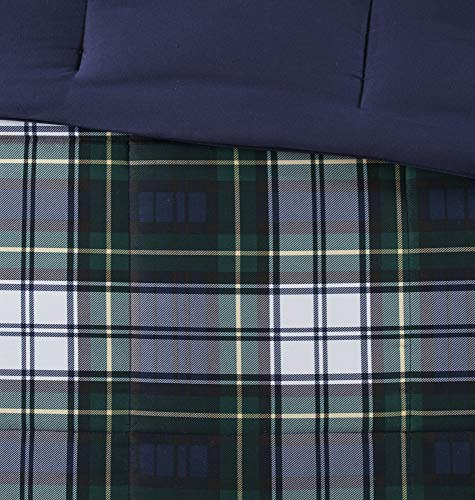Madison Park Essentials Parkston Plaid Comforter, Matching Sham, 3M Scotchguard Stain Release Cover, Hypoallergenic All Season Bedding-Set, King/California King, Navy, 3 Piece Madison Park