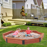 85''x78''x9'' Octagon Sandbox with Cover for Kids Outdoor Play, Wood Large Sandpit with 4 Benches, Quick Easy Install SoliWood